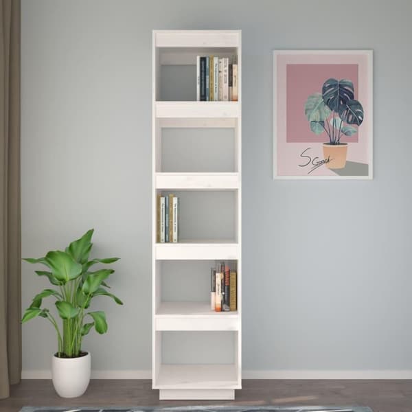 vidaXL bogreol/rumdeler 40x35x167 cm massivt fyrretræ hvid