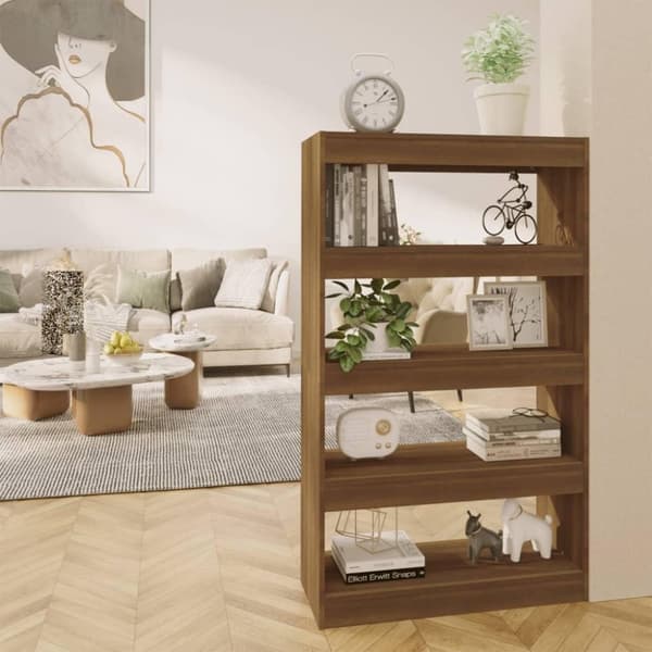 vidaXL Bokhylla/Rumsavdelare brun ek 80x30x135 cm spånskiva