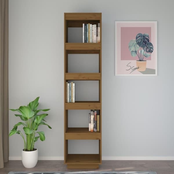 vidaXL bogreol/rumdeler 40x35x167 cm massivt fyrretræ gyldenbrun