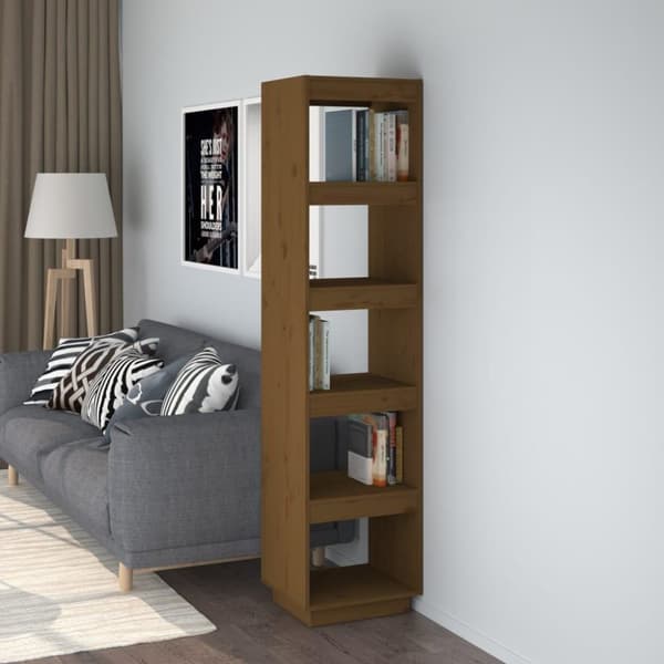 vidaXL bogreol/rumdeler 40x35x167 cm massivt fyrretræ gyldenbrun