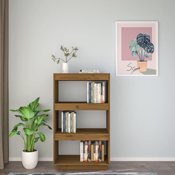 vidaXL bogreol/rumdeler 60x35x103 cm massivt fyrretræ gyldenbrun