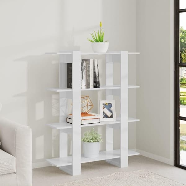vidaXL bogskab/rumdeler 100x30x123,5 cm spånplade hvid højglans