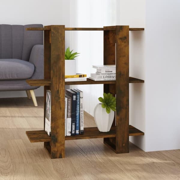 vidaXL bogreol/rumdeler 80x30x87cm røget egetræsfarve