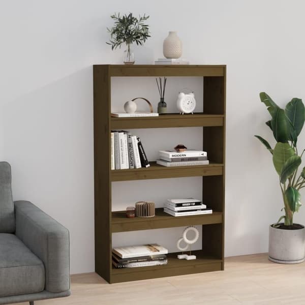 vidaXL Bokhylla/rumsavdelare honungsbrun 80x30x135,5 cm furu