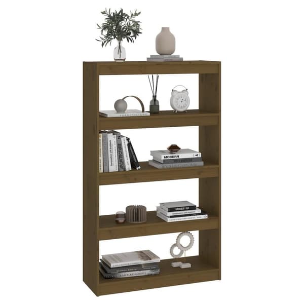 vidaXL Bokhylla/rumsavdelare honungsbrun 80x30x135,5 cm furu