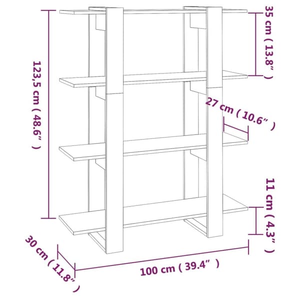 vidaXL bogreol/rumdeler 100x30x123,5 cm sonoma-eg