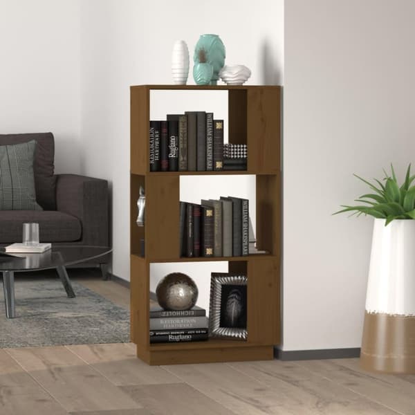 vidaXL bogreol/rumdeler 51x25x101 cm massivt fyrretræ gyldenbrun