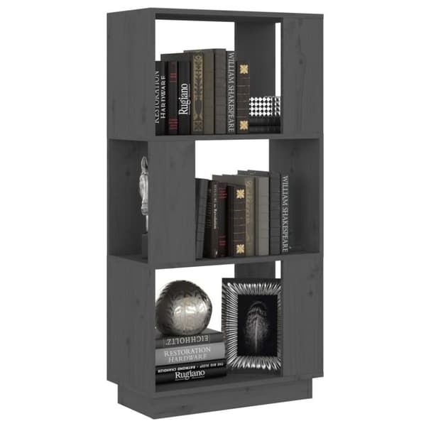 vidaXL bogreol/rumdeler 51x25x101 cm massivt fyrretræ grå