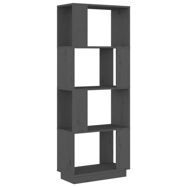 vidaXL bogreol/rumdeler 51x25x132 cm massivt fyrretræ grå