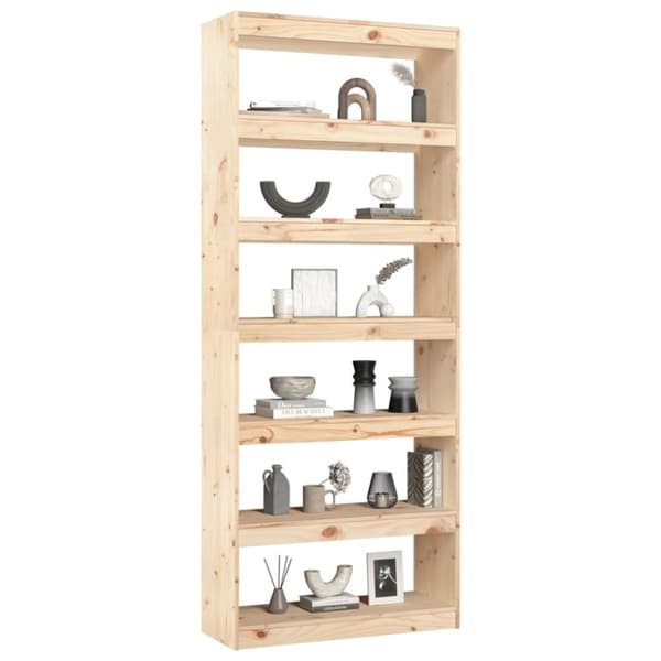 vidaXL Bokhylle/romdeler 80x30x199,5 cm heltre furu
