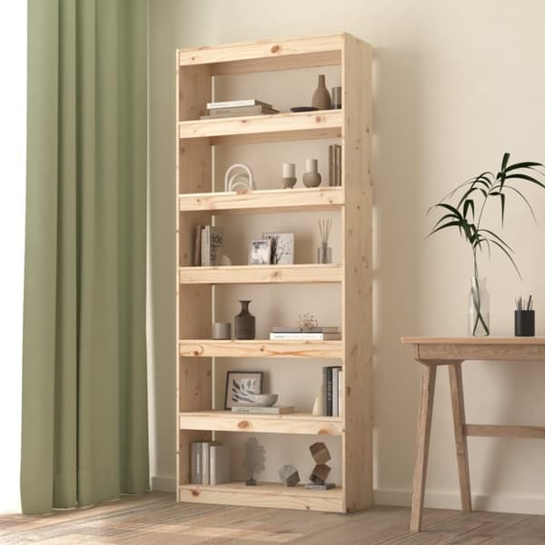vidaXL Kirjahylly/tilanjakaja 80x30x199,5 cm täysi mänty