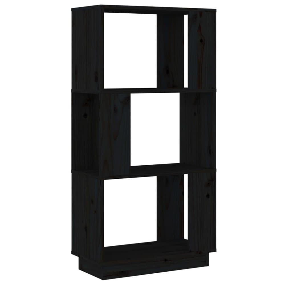 vidaXL Bokhylla/rumsavdelare svart 51x25x101 cm massiv furu