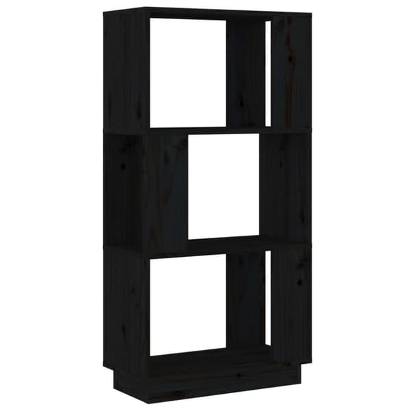 vidaXL Bokhylla/rumsavdelare svart 51x25x101 cm massiv furu