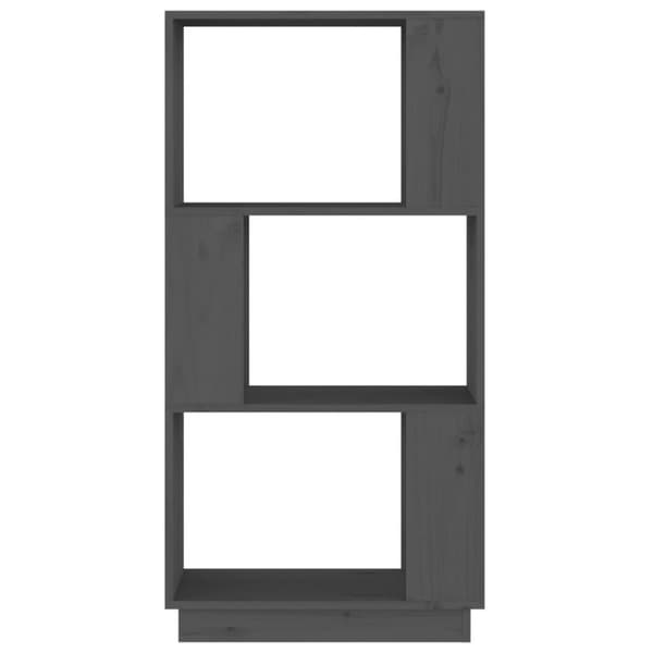 vidaXL Bokhylla/rumsavdelar grå 51x25x101 cm massiv furu