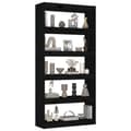 Miniatyrbilde 4 av 11: vidaXL Bokhylle/romdeler svart 80x30x167,4 cm heltre furu