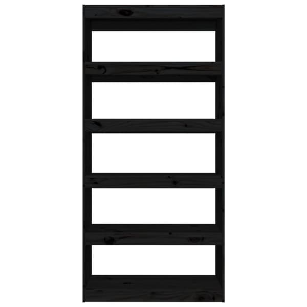 vidaXL Bokhylle/romdeler svart 80x30x167,4 cm heltre furu