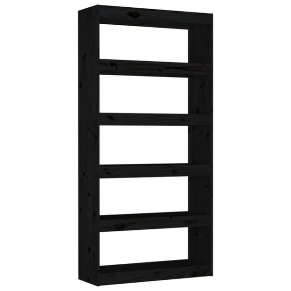 vidaXL Bokhylle/romdeler svart 80x30x167,4 cm heltre furu