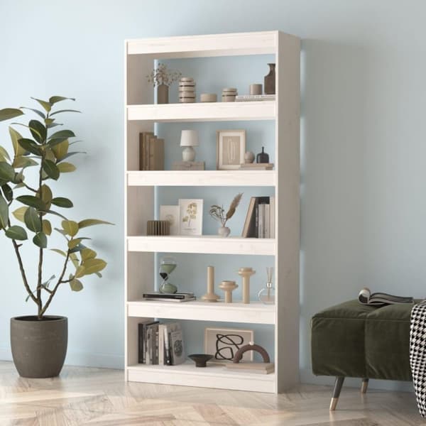 vidaXL bogreol/rumdeler 80x30x167,4 cm massivt fyrretræ hvid