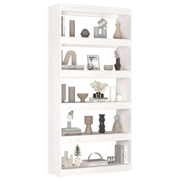 vidaXL bogreol/rumdeler 80x30x167,4 cm massivt fyrretræ hvid