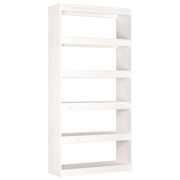vidaXL bogreol/rumdeler 80x30x167,4 cm massivt fyrretræ hvid