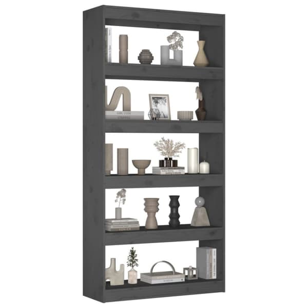 vidaXL bogreol/rumdeler 80x30x167,4 cm massivt fyrretræ grå