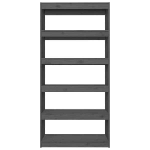 vidaXL bogreol/rumdeler 80x30x167,4 cm massivt fyrretræ grå