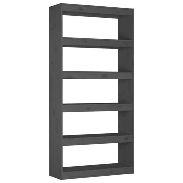 vidaXL bogreol/rumdeler 80x30x167,4 cm massivt fyrretræ grå