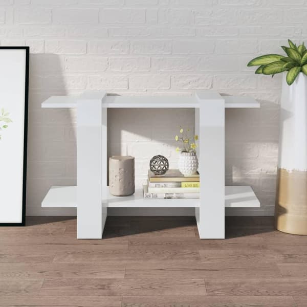 vidaXL Bokhylla/Rumsavdelare vit högglans 80x30x51 cm