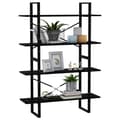 Miniatyrbild 4 av 11: vidaXL Bokhylla 4 hyllplan svart 100x30x140 cm massiv furu