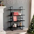 Miniatyrbild 10 av 11: vidaXL Bokhylla 4 hyllplan svart 100x30x140 cm massiv furu