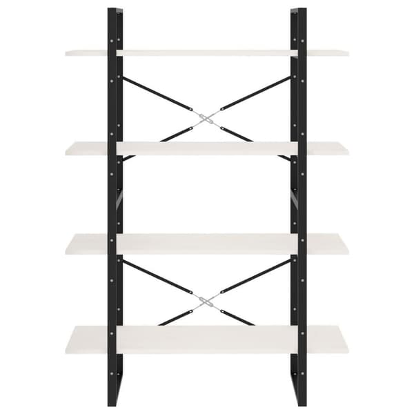 vidaXL bogreol med 4 hylder 100x30x140 cm massivt fyrretræ hvid