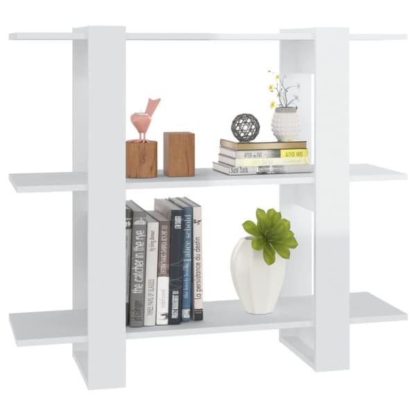 vidaXL bogskab/rumdeler 100x30x87 cm spånplade hvid højglans