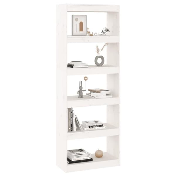 vidaXL bogreol/rumdeler 60x30x167,5 massivt fyrretræ hvid