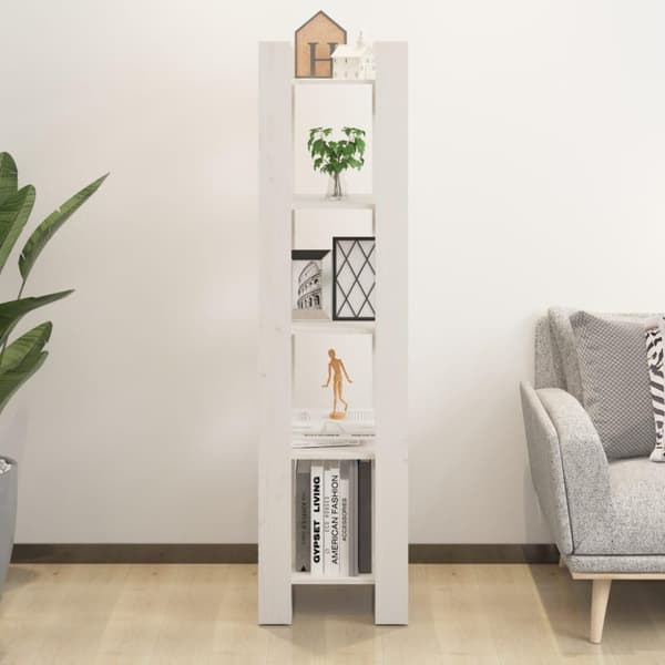 vidaXL Bokhylle/romdeler hvit 41x35x160 cm heltre furu