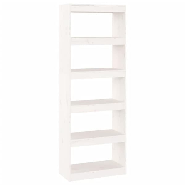 vidaXL Bokhylle/romdeler hvit 60x30x167,5 cm heltre furu