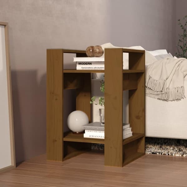 vidaXL Bokhylla/rumsavdelare honungsbrun 41x35x57 cm massiv furu