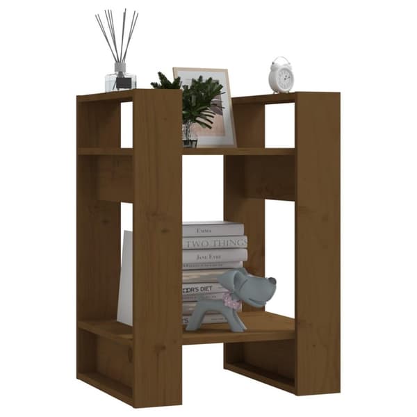 vidaXL Bokhylla/rumsavdelare honungsbrun 41x35x57 cm massiv furu