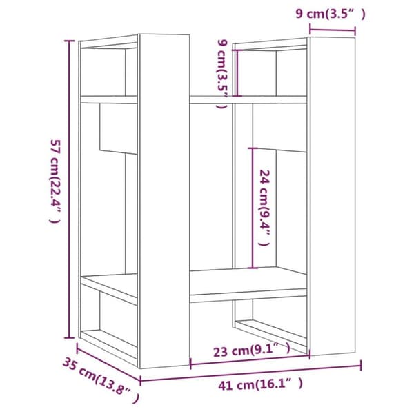 vidaXL Bokhylla/rumsavdelare honungsbrun 41x35x57 cm massiv furu