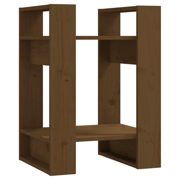 vidaXL Bokhylla/rumsavdelare honungsbrun 41x35x57 cm massiv furu