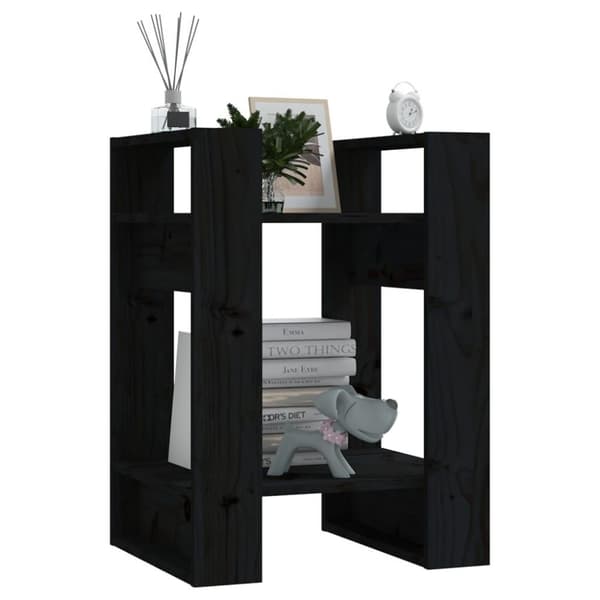 vidaXL bogreol/rumdeler 41x35x57 cm massivt fyrretræ sort