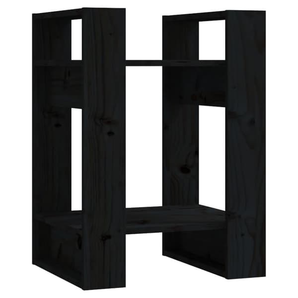 vidaXL bogreol/rumdeler 41x35x57 cm massivt fyrretræ sort