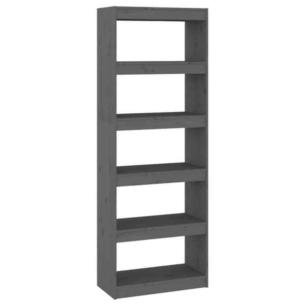 vidaXL bogreol/rumdeler 60x30x167,5 massivt fyrretræ grå