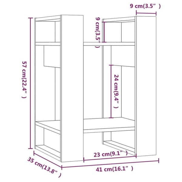 vidaXL Bokhylla/rumsavdelare 41x35x57 cm massiv furu