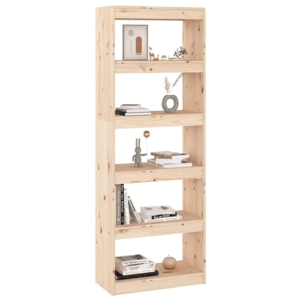 vidaXL bogreol/rumdeler 60x30x167,5 massivt fyrretræ