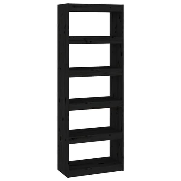 vidaXL bogreol/rumdeler 60x30x167,5 cm massivt fyrretræ sort