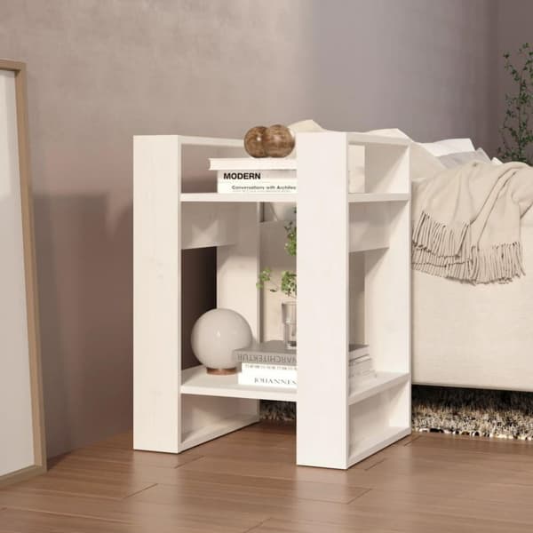 vidaXL Bokhylla/rumsavdelare vit 41x35x57 cm massiv furu