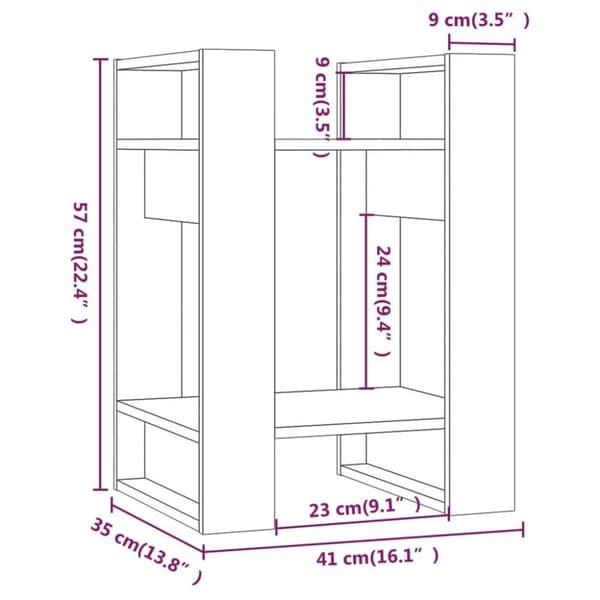 vidaXL Bokhylla/rumsavdelare vit 41x35x57 cm massiv furu