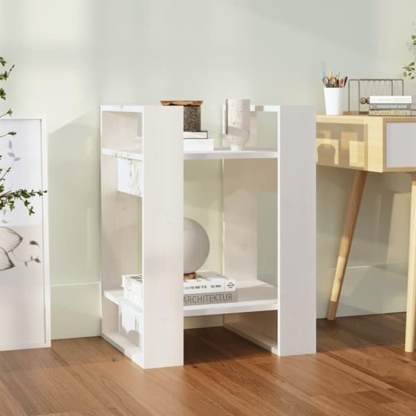 vidaXL Bokhylla/rumsavdelare vit 41x35x57 cm massiv furu