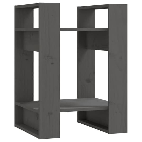 vidaXL bogreol/rumdeler 41x35x57 cm massivt fyrretræ grå