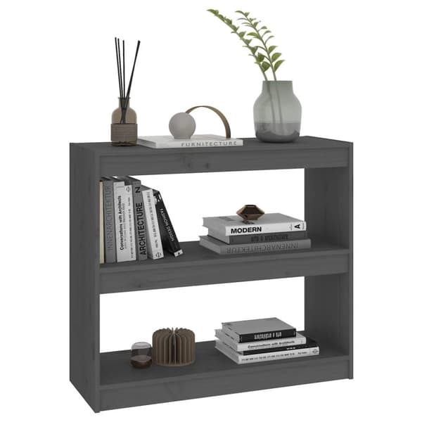 vidaXL Bokhylla/rumsavdelare grå 80x30x71,5 cm massiv furu